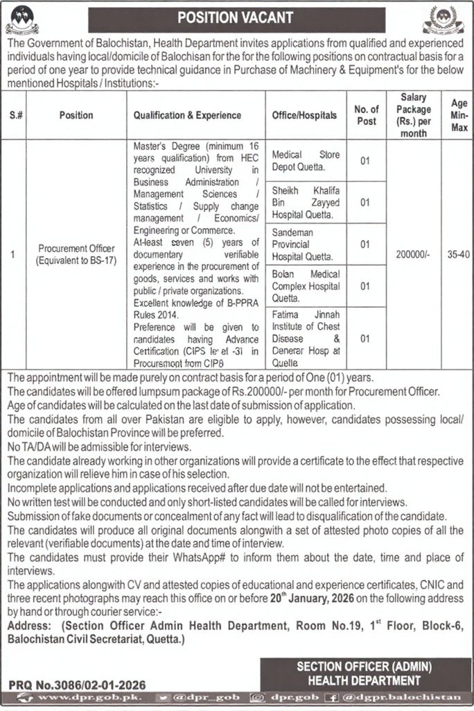 Health department of Balochistan jobs img